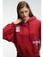 RHOVARA Kadın Oversize Kapüşonlu Baskı ve Nakış Detaylı Kırmızı Sweatshirt 3