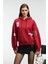RHOVARA Kadın Oversize Kapüşonlu Baskı ve Nakış Detaylı Kırmızı Sweatshirt 4