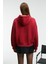 RHOVARA Kadın Oversize Kapüşonlu Baskı ve Nakış Detaylı Kırmızı Sweatshirt 6