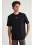 FERRAN Erkek Bisiklet Yaka %100 Pamuk Baskı Detaylı Siyah T-Shirt 3