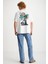 KAILEN Erkek %100 Pamuk Kısa Kollu Baskılı Ekru T-Shirt 6