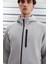 Robert Erkek Ikili Set Slim Fit Teknik Kumaşlı Su Geçirmez Cep Fermuarlı Kapüşonlu Gri Alt-üst Takım 4