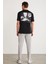 MALIK Erkek %100 Pamuklu Baskı Ve Nakış Detaylı Kısa Kollu Siyah T-Shirt 13