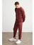 Marshall Erkek Pamuklu Içi Polarlı Nakışlı Relaxed Bordo Eşofman Takımı 4