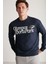 Darıan Erkek Sport Baskılı Içi Polarsız Mevsimlik Lacivert Sweatshirt 2