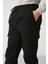 Cargo Erkek Dokuma Kargo Cepli Beli Ve Paçası Lastikli Siyah Pantolon 4