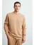 Franklın Erkek Regular Fit Baskılı Içi Polarsız Kahverengi Sweatshirt 1
