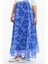 Kadın Mavi Çiçek Desenli Astarlı Şifon Uzun Boy Dokuma Etek 2201/95 14
