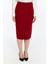 Kadın Bordo Beli Lastikli Mevsimlik Yırtmaç Detaylı Ofis Etek 1903-70 13
