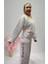 Yeni Sezon Beyaz Varaklı Crop Sweatshirt - Pantolon Eşofman Alt Üst Takım 4