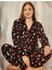 Süet Battal Beden Düğmeli Anne Pijama Takımı 1