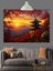 Gün Batımında Japon Pagoda Silüeti Dekoratif Kanvas - Mdf Ahşap Tablo 1