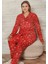 Süet Battal Beden Düğmeli Anne Pijama Takımı 1
