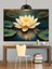 Su Üzerinde Açmış Beyaz Lotus Çiçeği Dekoratif Kanvas - Mdf Ahşap Tablo 4