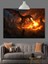 Alevler Içindeki Ejderha Mitolojik Figürü Dekoratif Kanvas - Mdf Ahşap Tablo 3