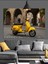 Sarı Renkte Vespa Scooter Motosiklet Dekoratif Kanvas - Mdf Ahşap Tablo 1