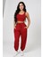 Kadın Kırmızı Kaşkorse Cepli Jogger Eşofman Altı ve Crop Top Bluz – Şık, Rahat ve Kolay Kombinlenebilir 1