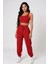Kadın Kırmızı Kaşkorse Cepli Jogger Eşofman Altı ve Crop Top Bluz – Şık, Rahat ve Kolay Kombinlenebilir 2