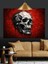 Kırmızı Arkaplanda Kafatası Figürü Dekoratif Kanvas - Mdf Ahşap Tablo 1