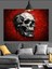 Kırmızı Arkaplanda Kafatası Figürü Dekoratif Kanvas - Mdf Ahşap Tablo 2