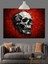 Kırmızı Arkaplanda Kafatası Figürü Dekoratif Kanvas - Mdf Ahşap Tablo 3