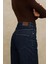 Kadın Geniş Paça Raw Kot Pantolon Koyu Mavi Denim 14