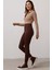 Kahverengi Yüksek Bel Fitilli Kadın Tayt Yazlık 2001 3