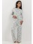 Kadın Desenli Yumuşak Dokulu Rahat Kesim Çiçekli Pijama Takımı Çok Renkli 2