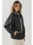 Kadın Cep Detaylı Oversized Suni Deri Ceket Black 7