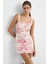 Kadın Kolsuz Baskılı Mini Elbise Pink 8