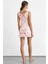 Kadın Kolsuz Baskılı Mini Elbise Pink 11