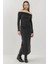 Kadın Yırtmaçlı Yumuşak Dokulu Straplez Midi Elbise Busem Collection Grey 1