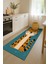 Mavi Zeminli Çocuk Odası Halısı, Kedi Figürlü, Yumuşak ve Makinede Yıkanabilir 8