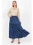 Beli Lastikli Büzgülü Etek Koyu Mavi 1