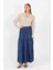 Beli Lastikli Büzgülü Etek Koyu Mavi 4