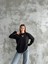 Taşlı Üçgen Siyah Uzun Kol Sweatshirt 1