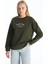 Yeni Sezon Bisiklet Yaka Baskılı Oversize Kadın Kalın Sweatshirt 1