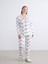 Yeni Sezon Gömlek Yaka Baskılı Kadın Pijama Takımı 2
