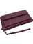 Daisy Unisex Hakiki Deri Kağıt Para ve Telefon Bölmeli Uzun Cüzdan, El Portföyü - Mor 2