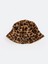 Yeni Sezon Leopar Desenli Kürklü Kadın Bucket Şapka 2