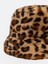Yeni Sezon Leopar Desenli Kürklü Kadın Bucket Şapka 3