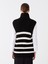Yeni Sezon Dik Yaka Çizgili Oversize Kadın Triko Süveter 5