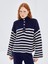 Yeni Sezon Yarım Balıkçı Yaka Çizgili Oversize Kadın Triko Kazak 1
