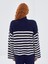 Yeni Sezon Yarım Balıkçı Yaka Çizgili Oversize Kadın Triko Kazak 4