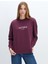 Yeni Sezon Bisiklet Yaka Baskılı Oversize Kadın Sweatshirt 1