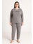 Kadın 13213-2653 Büyük Beden Kadife Pijama Takımı Gri 1