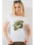 Kadın BDART Desenli Kamış Pamuklu Düz Yaka Tişört Green 1
