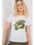 Kadın BDART Desenli Kamış Pamuklu Düz Yaka Tişört Green 4
