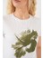 Kadın BDART Desenli Kamış Pamuklu Düz Yaka Tişört Green 5