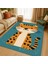 Mavi Zeminli Çocuk Odası Halısı, Kedi Figürlü, Yumuşak ve Makinede Yıkanabilir 7